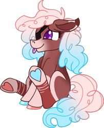Size: 1001x1233 | Tagged: safe, artist:musical-medic, imported from derpibooru, oc, oc only, earth pony, pony, eyepatch, female, mare, multicolored hooves, simple background, solo, tongue out, transparent background