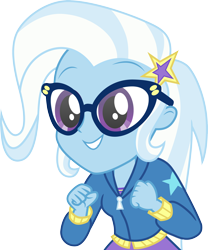 Size: 3000x3613 | Tagged: safe, artist:cloudy glow, imported from derpibooru, trixie, equestria girls, .ai available, best trends forever: twilight sparkle, clothes, cute, diatrixes, glasses, high res, hoodie, smiling, solo, vector