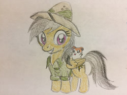 Size: 1024x768 | Tagged: safe, artist:pinkduskstone, imported from derpibooru, daring do, hamster, pegasus, pony, hamtaro, simple background, traditional art