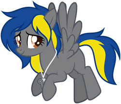 Size: 1024x878 | Tagged: safe, artist:pegasski, imported from derpibooru, oc, oc only, oc:strikeout, pegasus, pony, base used, brown eyes, female, flying, full body, mare, outline, pegasus oc, show accurate, simple background, smiling, solo, spread wings, tail, transparent background, two toned mane, two toned tail, whistle, white outline, wings