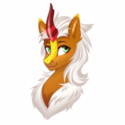 Size: 3543x3543 | Tagged: safe, artist:buvanybu, imported from derpibooru, oc, oc only, oc:verdant pyre, kirin, bust, high res, kirin oc, portrait, simple background, solo, white background