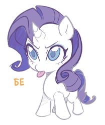 Size: 491x586 | Tagged: safe, artist:tikovka_pumpkin, imported from derpibooru, rarity, pony, unicorn, :p, chibi, colored pupils, cute, cyrillic, female, mare, raribetes, simple background, solo, tongue out, white background