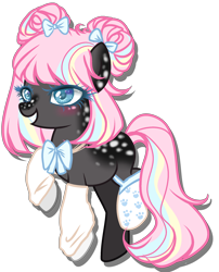 Size: 2100x2600 | Tagged: safe, artist:kyannepopys, imported from derpibooru, oc, oc only, earth pony, pony, base used, blushing, bow, clothes, earth pony oc, eyelashes, female, hair bow, high res, mare, simple background, smiling, socks, transparent background