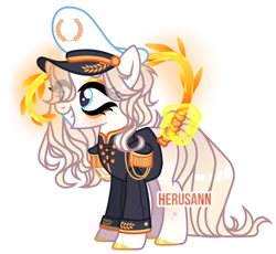 Size: 2514x2316 | Tagged: safe, artist:herusann, imported from derpibooru, oc, oc only, earth pony, pony, base used, clothes, earth pony oc, eyelashes, female, grin, hat, high res, hoof polish, makeup, mare, sailor hat, smiling, solo, whip