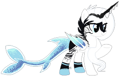 Size: 627x394 | Tagged: safe, artist:nazori, imported from derpibooru, oc, oc only, hybrid, original species, pony, shark, shark pony, base used, bat wings, eyelashes, female, horn, horn jewelry, jewelry, mare, raised hoof, simple background, solo, transparent background, wings