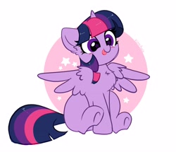 Size: 4096x3519 | Tagged: safe, artist:kittyrosie, imported from derpibooru, twilight sparkle, alicorn, pony, blushing, chest fluff, cute, female, high res, mare, simple background, sitting, smiling, solo, spread wings, tongue out, twiabetes, twilight sparkle (alicorn), white background, wings