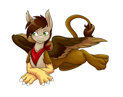 Size: 1586x1253 | Tagged: safe, artist:ambris, imported from derpibooru, oc, oc:swango, hippogriff, hybrid, derpibooru community collaboration, 2022 community collab, hippogriff oc, relaxed, simple background, smiling, spread wings, transparent background, wings