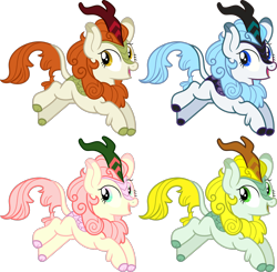 Size: 1806x1768 | Tagged: safe, anonymous artist, imported from derpibooru, autumn blaze, kirin, autumn, recolor, seasons, simple background, spring, summer, transparent background, vector, winter