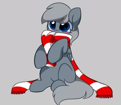 Size: 2048x1773 | Tagged: safe, artist:kittyrosie, imported from derpibooru, oc, oc only, oc:grayscale, pony, clothes, commission, cute, eyes closed, ocbetes, scarf, solo, striped scarf, ych result