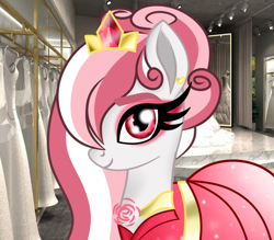 Size: 800x702 | Tagged: safe, artist:owocrystalcatowo, imported from derpibooru, oc, oc:azalea, pony, clothes, crown, dress, female, jewelry, mare, regalia, solo