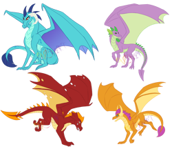 Size: 1024x885 | Tagged: safe, artist:vchart920, imported from derpibooru, garble, princess ember, smolder, spike, dragon, dragon lord ember, female, male, older, older smolder, older spike, simple background, transparent background, winged spike, wings