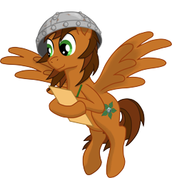 Size: 2941x3048 | Tagged: safe, artist:malte279, imported from derpibooru, oc, oc only, oc:leafhelm, pegasus, pony, derpibooru community collaboration, 2022 community collab, cartographer, flying, full body, green eyes, helmet, high res, hoof hold, male, pegasus oc, pencil, simple background, smiling, solo, spread wings, stallion, tail, transparent background, two toned mane, two toned tail, wings