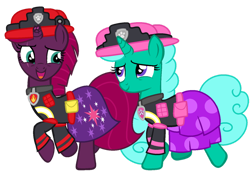 Size: 1280x883 | Tagged: safe, artist:choisky13, imported from derpibooru, glitter drops, tempest shadow, duo, paw patrol, request, simple background, transparent background