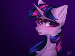 Size: 4000x3000 | Tagged: safe, artist:jsunlight, imported from derpibooru, twilight sparkle, pony, unicorn, blushing, cheek fluff, chest fluff, ear fluff, eyebrows, eyebrows visible through hair, eyelashes, female, horn, lidded eyes, looking at you, mare, open mouth, signature, solo