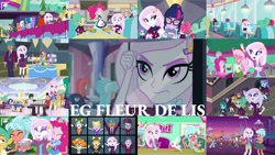 Size: 1280x721 | Tagged: safe, edit, edited screencap, editor:quoterific, imported from derpibooru, screencap, angel bunny, applejack, aqua blossom, carlos thunderbolt, cloverbelle, derpy hooves, fleur-de-lis, frosty orange, garden grove, ginger owlseye, lemonade blues, octavia melody, pinkie pie, rarity, raspberry lilac, sci-twi, scribble dee, snails, sunset shimmer, teddy t. touchdown, thunderbass, trixie, twilight sparkle, valhallen, wiz kid, rabbit, equestria girls, equestria girls series, five lines you need to stand in, friendship games, pinkie pie: snack psychic, rollercoaster of friendship, tip toppings, tip toppings: fluttershy, spoiler:eqg series (season 2), animal, applejack's hat, background human, boots, camera shot, cellphone, clothes, cowboy boots, cowboy hat, crossed arms, crystal prep academy uniform, cutie mark on clothes, denim skirt, eyes closed, female, geode of shielding, geode of sugar bombs, geode of super strength, glasses, grin, hat, high heels, jacket, jewelry, magical geodes, male, music festival outfit, necklace, open mouth, open smile, phone, ponytail, rarity peplum dress, school uniform, shoes, skirt, smartphone, smiling, tanktop