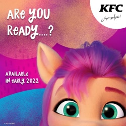 Size: 1080x1080 | Tagged: safe, imported from derpibooru, sunny starscout, earth pony, pony, female, g5, indonesia, instagram, kfc, mare, my little pony: a new generation, official, solo