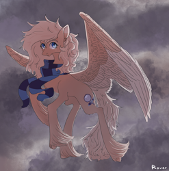 Size: 3024x3066 | Tagged: safe, artist:rover, artist:rrrover, imported from derpibooru, oc, oc:mirta whoowlms, pegasus, pony, cloud, high res, solo, thunder