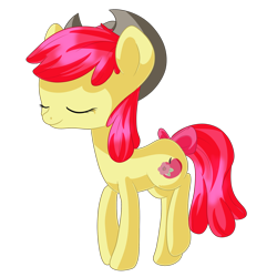 Size: 2000x2000 | Tagged: safe, artist:rue-willings, imported from derpibooru, apple bloom, earth pony, pony, alternate cutie mark, eyes closed, female, filly, foal, hat, high res, older, older apple bloom, simple background, smiling, transparent background