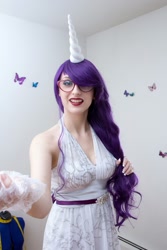 Size: 1066x1600 | Tagged: safe, artist:moniqa lefevre, imported from derpibooru, rarity, human, clothes, cosplay, costume, glasses, irl, irl human, photo, rarity's glasses, solo