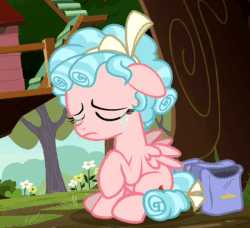 Size: 800x728 | Tagged: safe, imported from derpibooru, screencap, cozy glow, pegasus, pony, marks for effort, season 8, spoiler:s08, animated, bag, bags, balcony, bawling, bow, cropped, crying, curly mane, dirt, female, filly, floppy ears, flower, foal, freckles, gif, grass, open mouth, poor thing, pure concentrated unfiltered evil of the utmost potency, pure unfiltered evil, sad, small wings, sobbing, solo, stairs, teary eyes, tree, treehouse, wings, wiping tears