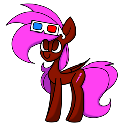 Size: 1200x1200 | Tagged: safe, artist:rainbowbacon, imported from derpibooru, oc, oc only, oc:rainbowbacon, pegasus, pony, derpibooru community collaboration, 2022 community collab, 3d glasses, simple background, solo, transparent background