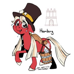 Size: 700x700 | Tagged: safe, artist:taritoons, imported from derpibooru, pony, bucket, bundesland ponies, germany, hamburg, hat, nation ponies, ponified, simple background, solo, top hat, white background