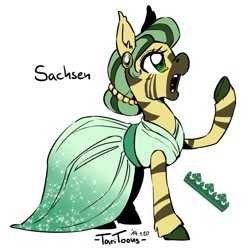 Size: 700x700 | Tagged: safe, artist:taritoons, imported from derpibooru, pony, zebra, bundesland ponies, clothes, dress, germany, nation ponies, ponified, sachsen, solo