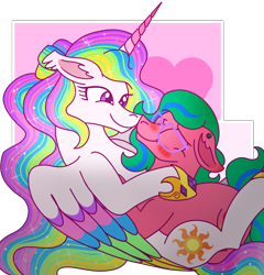 Size: 2084x2172 | Tagged: safe, artist:musical-medic, imported from derpibooru, princess celestia, oc, earth pony, pony, colored wings, high res, multicolored wings, shipping, wings