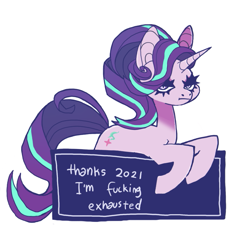 Size: 851x851 | Tagged: safe, artist:batthsalts, imported from derpibooru, starlight glimmer, pony, unicorn, 2021, female, looking at you, mare, sad in hindsight, simple background, solo, starlight glimmer is not amused, tired, unamused, vulgar, white background