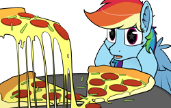 Size: 1900x1200 | Tagged: safe, artist:dacaoo, imported from derpibooru, rainbow dash, pegasus, pony, female, food, hooves on cheeks, mare, meat, meme, pepperoni, pepperoni pizza, pizza, ponified meme, simple background, solo, starry eyes, that pony sure does love pizza, transparent background, wingding eyes