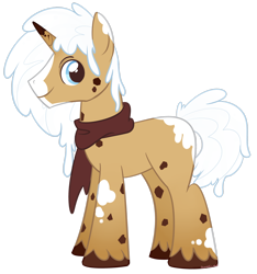 Size: 2368x2532 | Tagged: safe, artist:khimi-chan, imported from derpibooru, oc, oc only, pony, unicorn, clothes, high res, horn, male, scarf, simple background, smiling, stallion, transparent background, unicorn oc, unshorn fetlocks