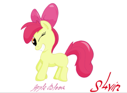 Size: 991x727 | Tagged: safe, artist:s4vin, imported from derpibooru, apple bloom, earth pony, pony, female, filly, foal, one eye closed, solo, wink