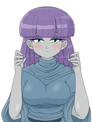 Size: 1546x2009 | Tagged: safe, alternate version, artist:batipin, imported from derpibooru, part of a set, maud pie, equestria girls, blushing, breasts, female, japanese, komi can't communicate, komi-san, multiple variants, simple background, solo, template, transparent background