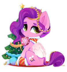 Size: 2621x2805 | Tagged: safe, artist:xsatanielx, imported from derpibooru, part of a set, pipp petals, pegasus, pony, christmas, christmas ornament, christmas tree, decoration, g5, high res, holiday, my little pony: a new generation, solo, tree