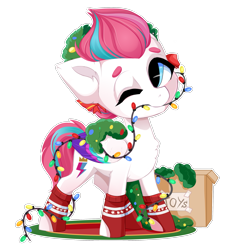 Size: 2621x2805 | Tagged: safe, artist:xsatanielx, imported from derpibooru, part of a set, zipp storm, pegasus, pony, christmas, christmas lights, clothes, g5, high res, holiday, my little pony: a new generation, socks, solo