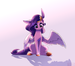 Size: 2600x2300 | Tagged: safe, artist:celes-969, imported from derpibooru, pipp petals, pegasus, pony, chest fluff, eye clipping through hair, female, g5, high res, looking down, mare, my little pony: a new generation, one ear down, partially open wings, shadow, sitting, solo, unshorn fetlocks, wings