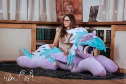 Size: 1140x760 | Tagged: safe, artist:limecraft, imported from derpibooru, cloudchaser, human, pegasus, female, irl, irl human, life size, mare, photo, plushie