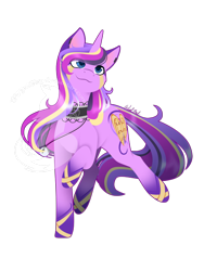 Size: 488x650 | Tagged: safe, artist:fuyusfox, imported from twibooru, oc, oc:boysenberry cobbler, pony, unicorn, comission, image, jewelry, necklace, png, rainbow power, rainbow power-ified, simple background, solo, they/them, transparent background