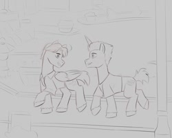 Size: 1100x880 | Tagged: safe, imported from derpibooru, chandler bing, crossover, friends, g5, joey tribiani, maretime bay, my little pony: a new generation, preview, riouku, sitcom