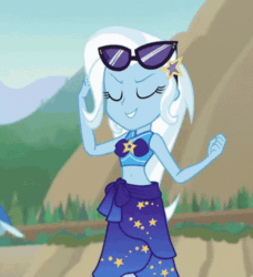 Size: 455x498 | Tagged: safe, imported from derpibooru, screencap, trixie, equestria girls, equestria girls series, forgotten friendship, animated, clothes, gif, solo, swimsuit