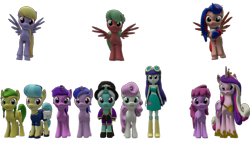 Size: 1280x720 | Tagged: safe, artist:topsangtheman, imported from derpibooru, amethyst star, apple fritter, berry punch, berryshine, blueberry cake, cinnamon swirl, cloud kicker, cornetta, princess cadance, sea swirl, seafoam, sparkler, twinkleshine, oc, oc:pearl shine, alicorn, earth pony, pegasus, pony, unicorn, equestria girls, 3d, apple family member, golden hooves (g4), looking at you, missing pony, nation ponies, philippines, simple background, source filmmaker, transparent background