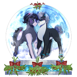 Size: 2500x2500 | Tagged: safe, artist:bunnari, imported from derpibooru, oc, oc only, earth pony, pony, female, high res, male, mare, simple background, snow globe, stallion, transparent background