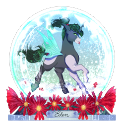 Size: 2500x2500 | Tagged: safe, artist:bunnari, imported from derpibooru, oc, oc only, oc:eden, changepony, hybrid, high res, simple background, snow globe, solo, transparent background