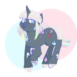 Size: 862x865 | Tagged: safe, artist:sugarfrogg_, imported from derpibooru, oc, oc only, pony, unicorn, freckles, looking at you, paint splotches, smiling, solo