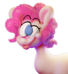 Size: 3150x3420 | Tagged: safe, artist:extradan, imported from derpibooru, pinkie pie, pony, 3d, derp, high res, simple background, solo, tongue out, transparent background