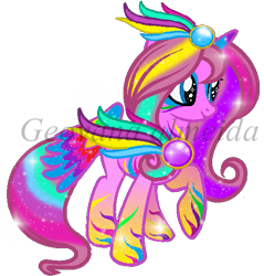 Size: 541x567 | Tagged: safe, artist:gihhbloonde, imported from derpibooru, oc, oc only, oc:music melody, alicorn, alicorn oc, base used, female, horn, mare, rainbow power, simple background, smiling, tattoo, transparent background, wings