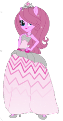 Size: 292x556 | Tagged: safe, alternate version, artist:gihhbloonde, imported from derpibooru, oc, oc only, oc:music melody, equestria girls, base used, clothes, dress, eyelashes, hand on hip, high heels, jewelry, ponied up, shoes, simple background, smiling, solo, tiara, transparent background