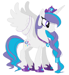 Size: 445x481 | Tagged: safe, artist:gihhbloonde, imported from derpibooru, oc, oc only, alicorn, pony, alicorn oc, base used, eyelashes, female, hoof shoes, horn, jewelry, mare, necklace, simple background, smiling, solo, tiara, white background, wings