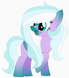 Size: 342x385 | Tagged: safe, artist:gihhbloonde, imported from derpibooru, oc, oc only, pegasus, pony, base used, eyelashes, female, looking back, mare, pegasus oc, raised hoof, smiling, solo, wings
