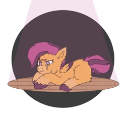 Size: 1173x1078 | Tagged: safe, artist:sugarfrogg_, imported from derpibooru, scootaloo, pegasus, pony, colored wings, crying, lying down, sad, scootasad, solo, teary eyes, two toned wings, wings